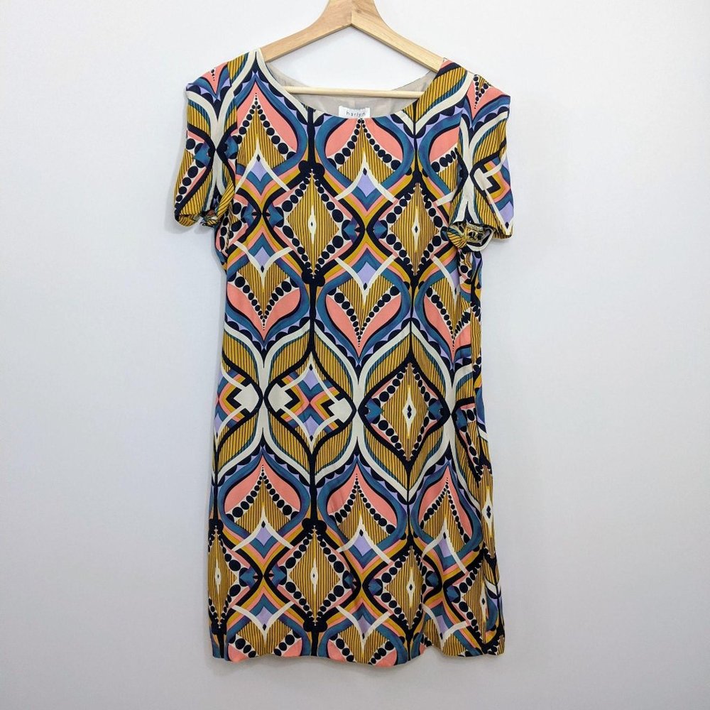 Harlyn Silk Anthropolgie Art Deco Shift Dress L